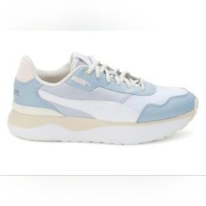 Puma Women's Size 10 Voyage Blue R78 White Pink Sneakers GUC